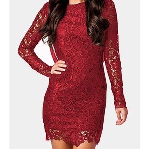 Late red mid length dress